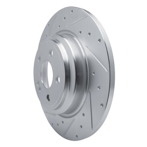 Mercedes-Benz GLE350 Brake Rotor (1) - Rear Left - R1 Concepts - Drilled & Slotted - Silver - `20-`25